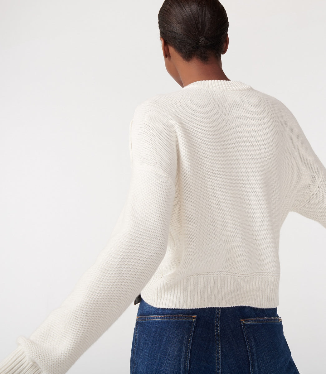 Pull Ras De Cou Ancre Brodee Main - Naturel - Femme