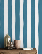 Tapetenrolle Gestreift - Lagunenblau