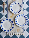 Linora - Lot de 3 Assiettes Plates - Bleu - Grès