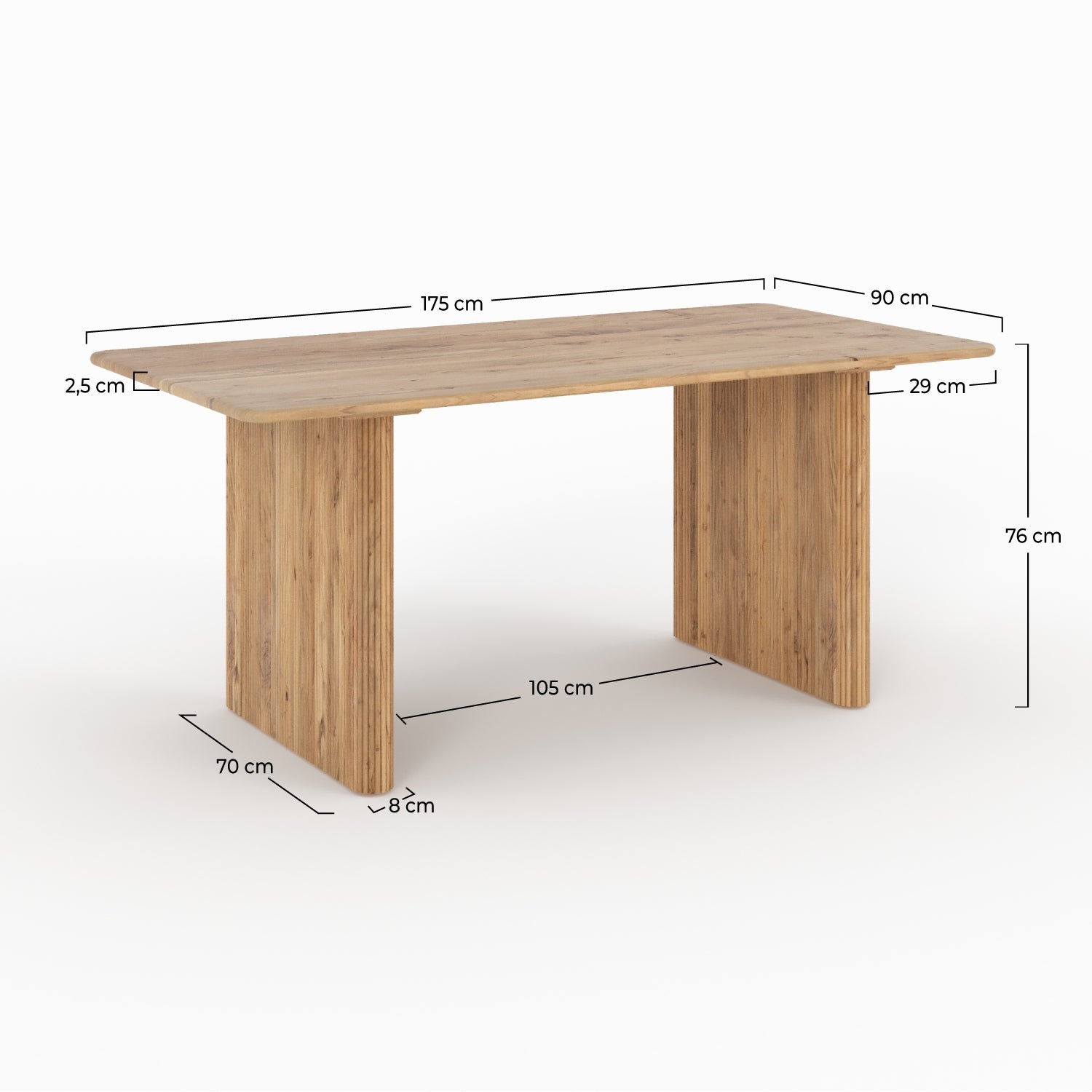 Andrea - Table Rectangulaire En Bois D'Acacia 6 Personnes
