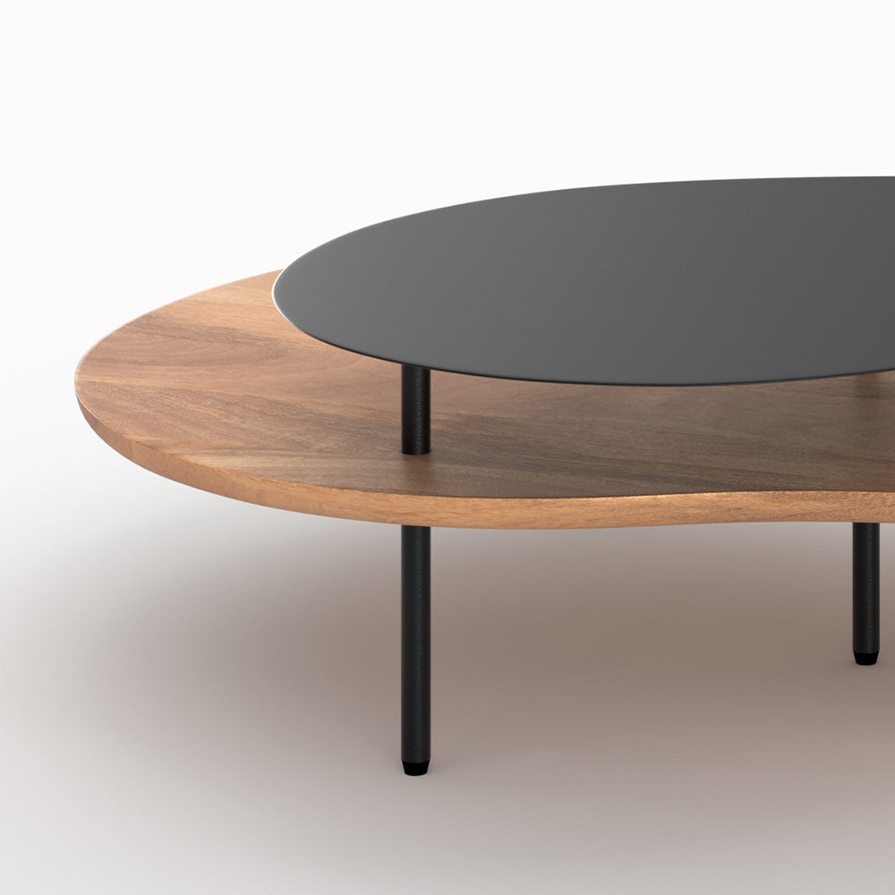 Moji - Lot De 2 Tables Gigognes En Bois Et Metal Noir