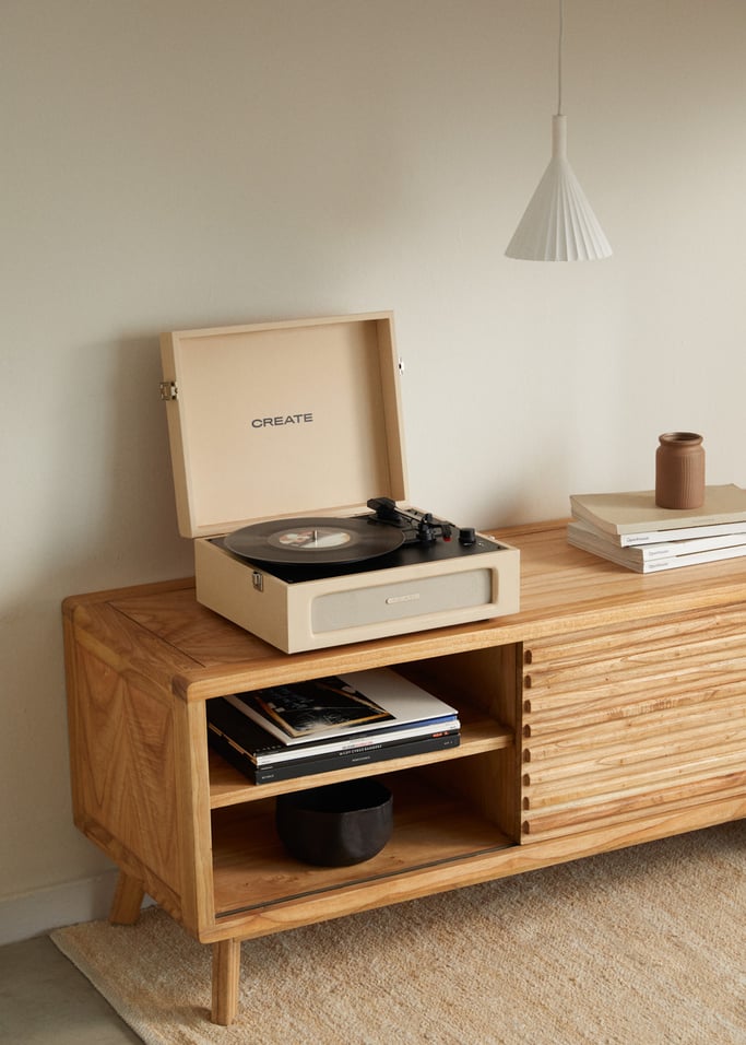 Retro Record Player - Retro Bluetooth/USB/SD/MicroSD/MP3 Turntable - Sand