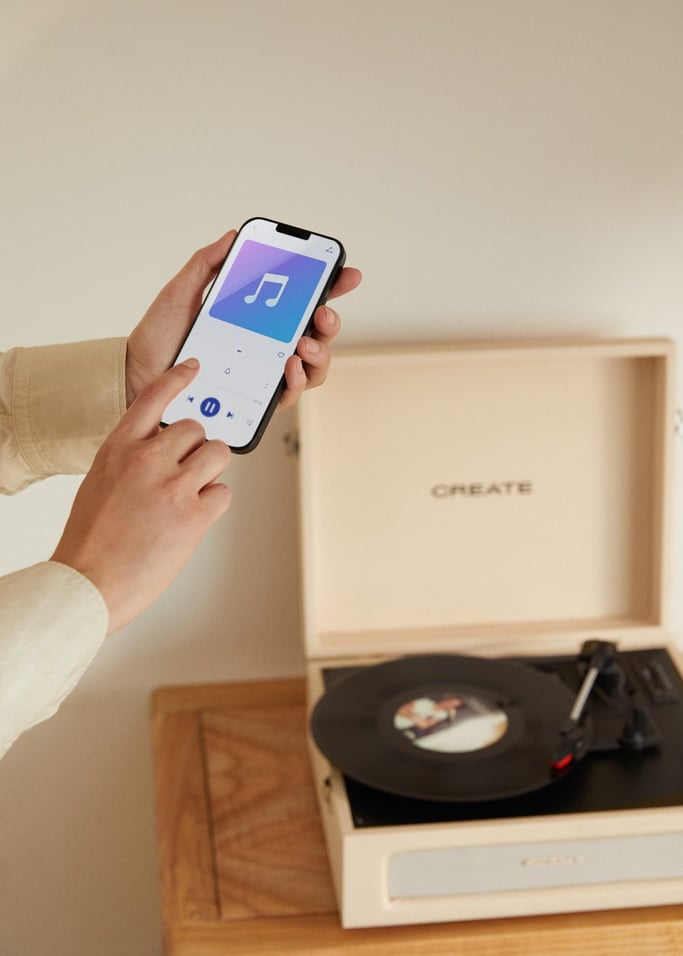 Retro Record Player - Retro Bluetooth/USB/SD/MicroSD/MP3 Turntable - Sand