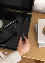 Record Player Compact - Retro Turntable with Bluetooth, USB, SD, MicroSD & MP3 Player/Recorder - Black