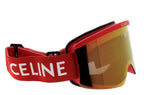 Luxury Eyewear – Sonnenbrillen - Celine, rote Skibrille mit getönten Gläsern auf weißem Hintergrund