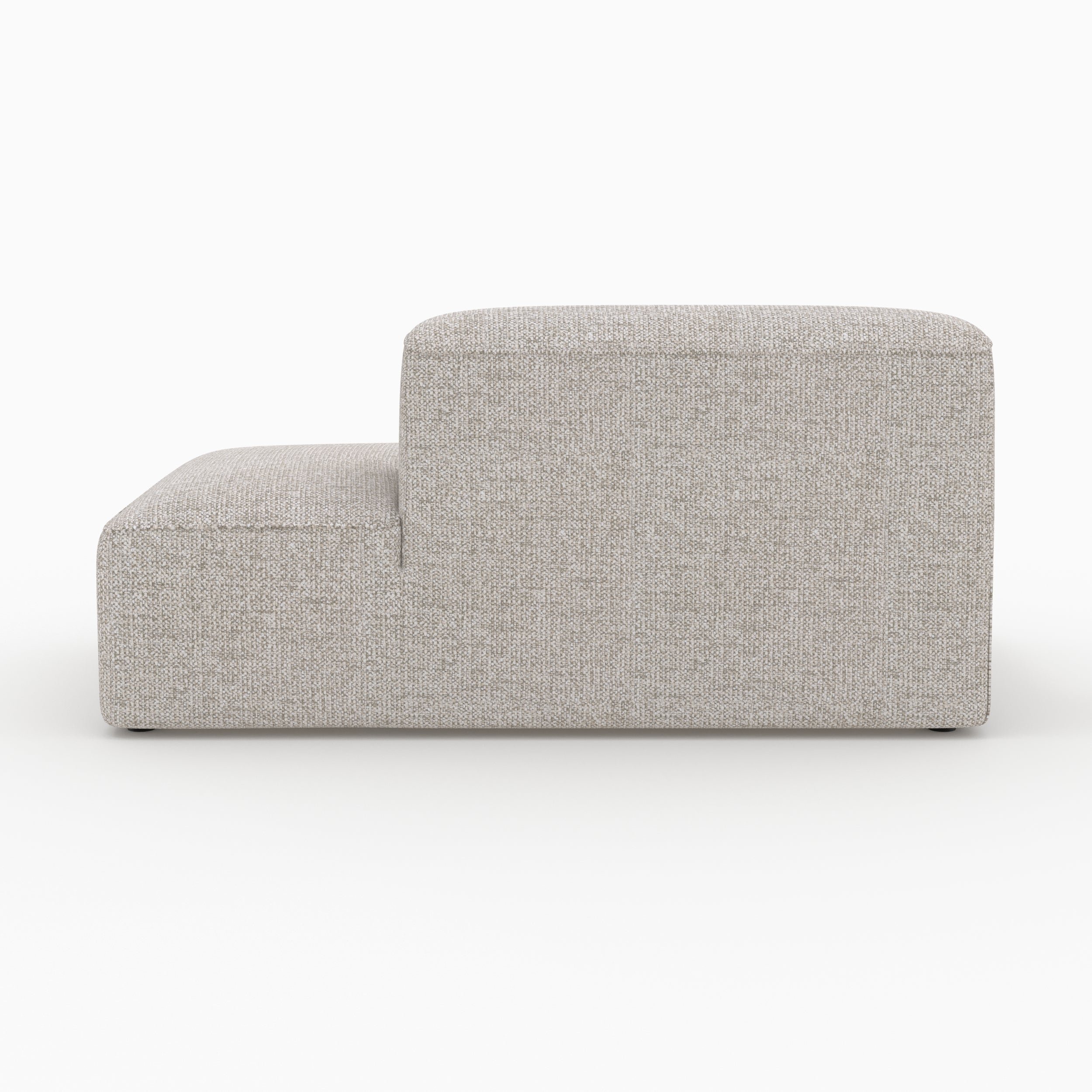 Hestia - Canapé D'Angle Gauche Modulable, Tissu Beige 4 Places, 2 Poufs