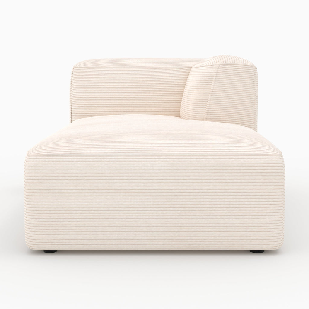 Mina - Canapé Modulable En Velours Côtelé Blanc 4 Places Avec 2 Poufs