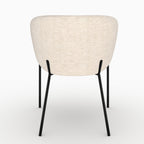 Andy - Chaise En Tissu Blanc Chiné Et Pieds En Métal Noir