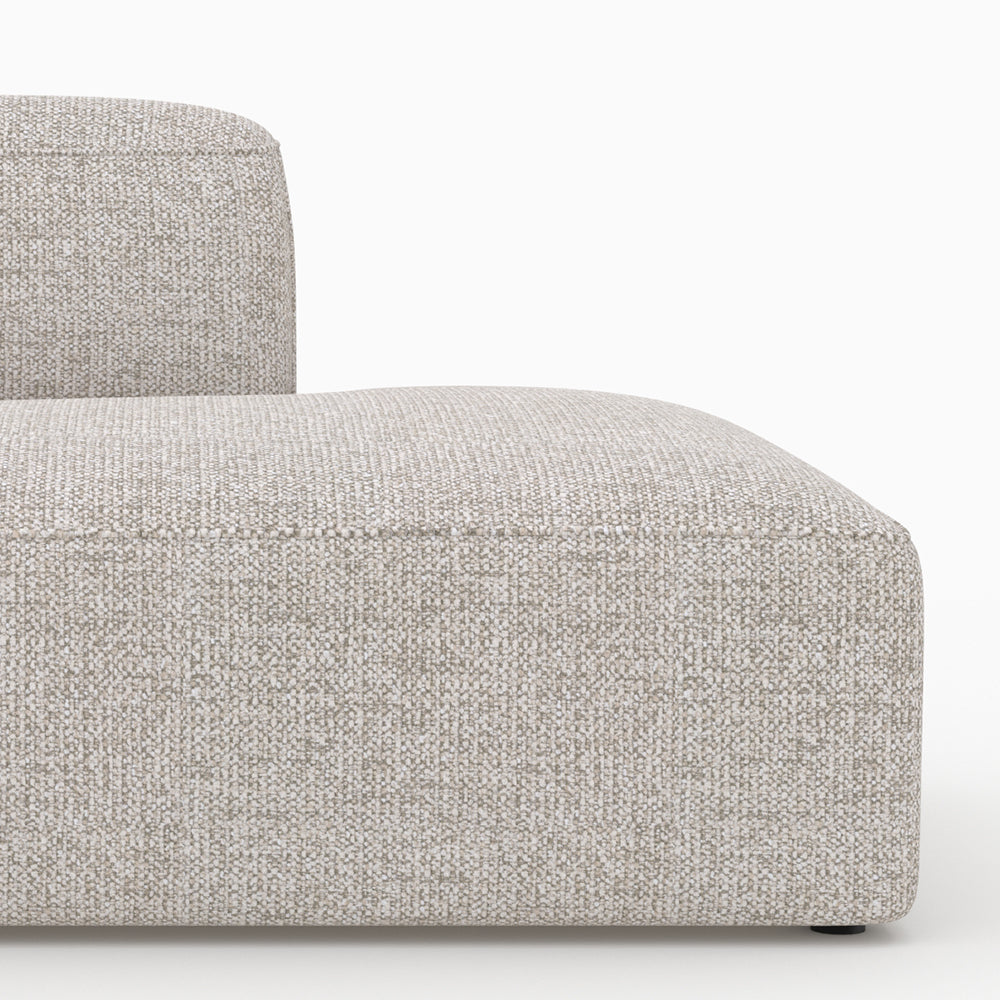 Hestia - Canapé D'Angle Gauche Modulable, Tissu Beige 4 Places, 2 Poufs