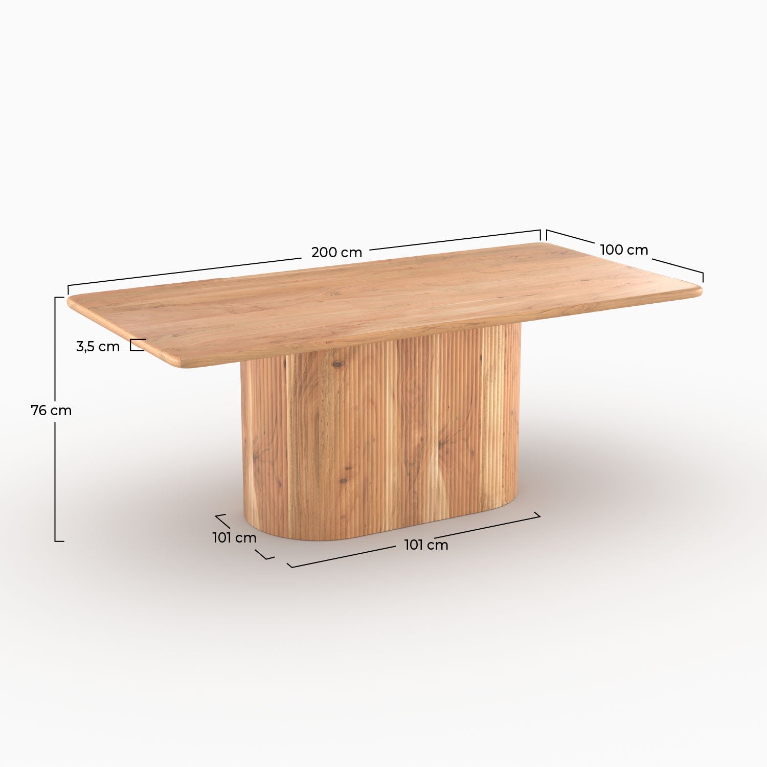 June - Rectangular Table in Solid Acacia Wood 6 Seater