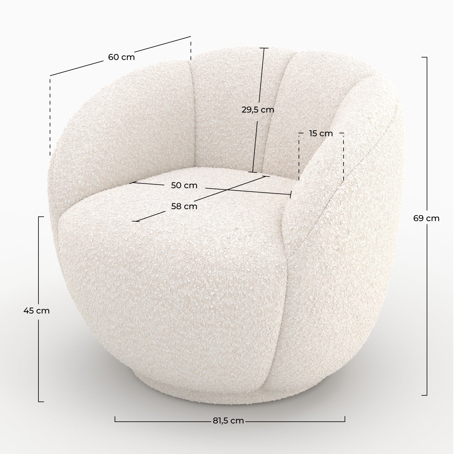 Ysé - Fauteuil En Tissu Bouclé Blanc