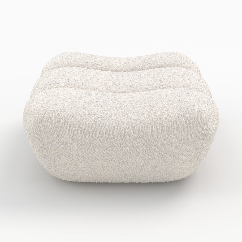 Teddy - Pouf Repose-Pieds En Tissu Bouclé Blanc