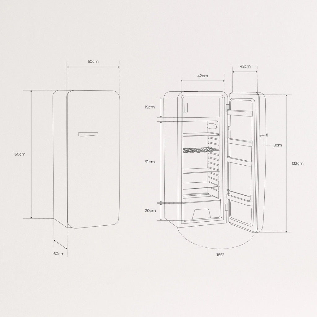 Retro Fridge 281L - Frigorífico Retro - Negro Tiradores Plata