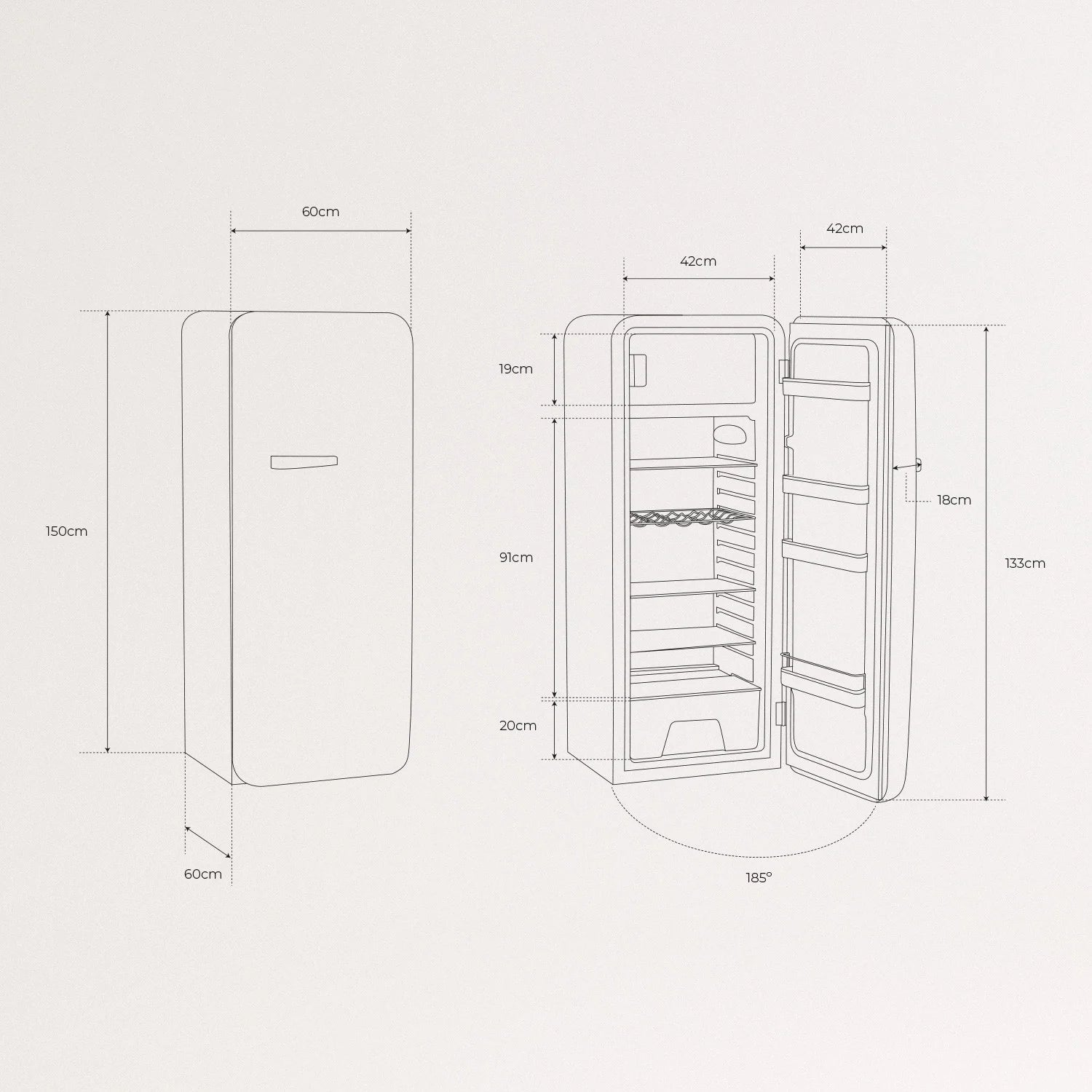 Retro Fridge 281L - Frigorífico Retro - Negro Tiradores Plata