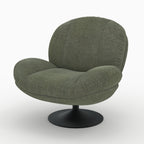Ricci - Fauteuil Pivotant En Tissu Effet Velours Vert Kaki
