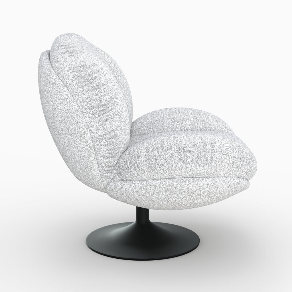 Ricci - Fauteuil Pivotant En Tissu Bouclé Gris Chiné