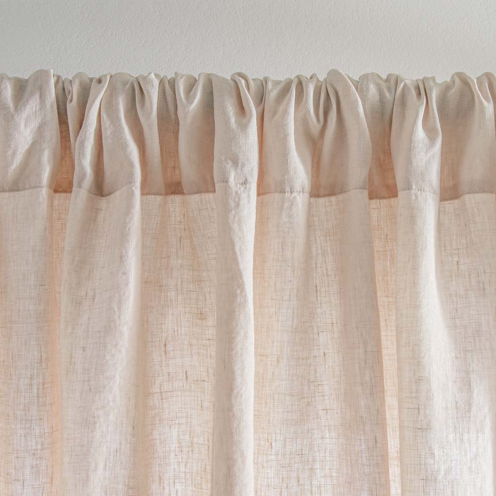 Curtain - Washed Linen With Gathering Braid - Sand Beige