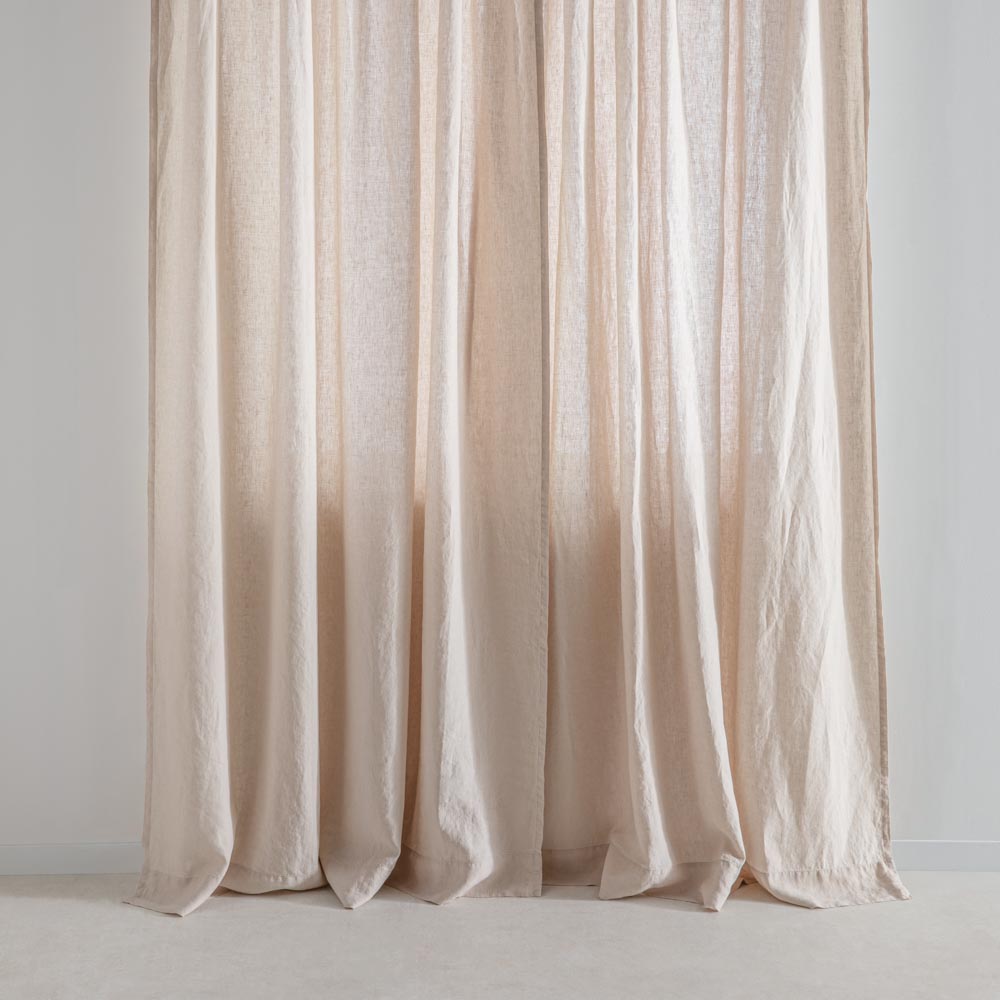 Curtain - Washed Linen With Gathering Braid - Sand Beige