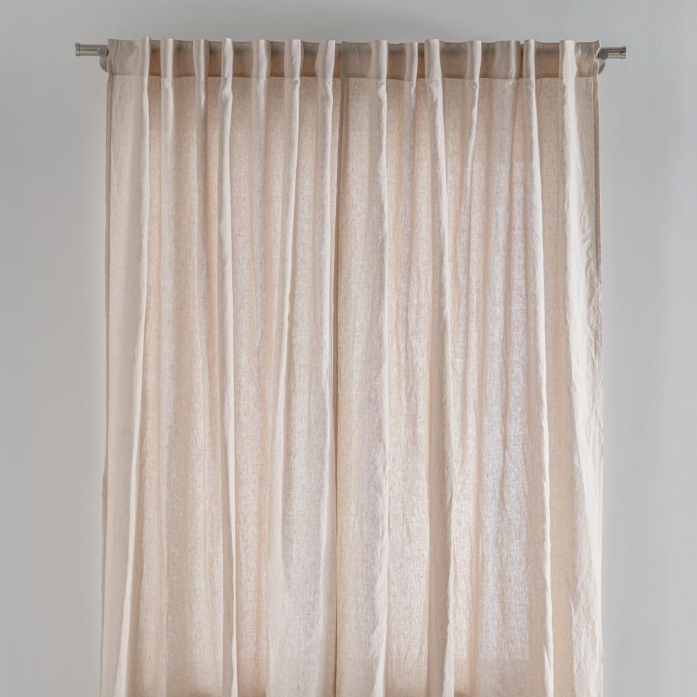 Cortina - Lino Lavado Con Volantes - Beige Arena
