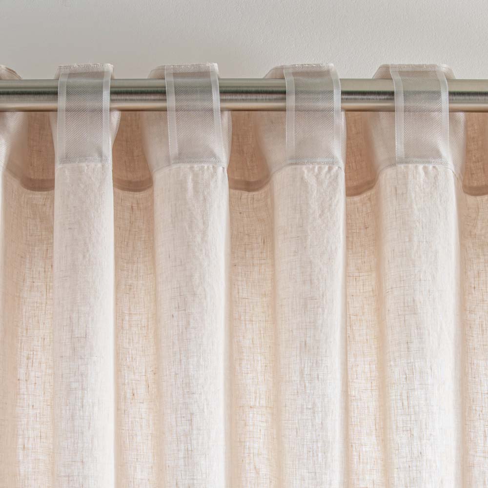 Cortina - Lino Lavado Con Volantes - Beige Arena