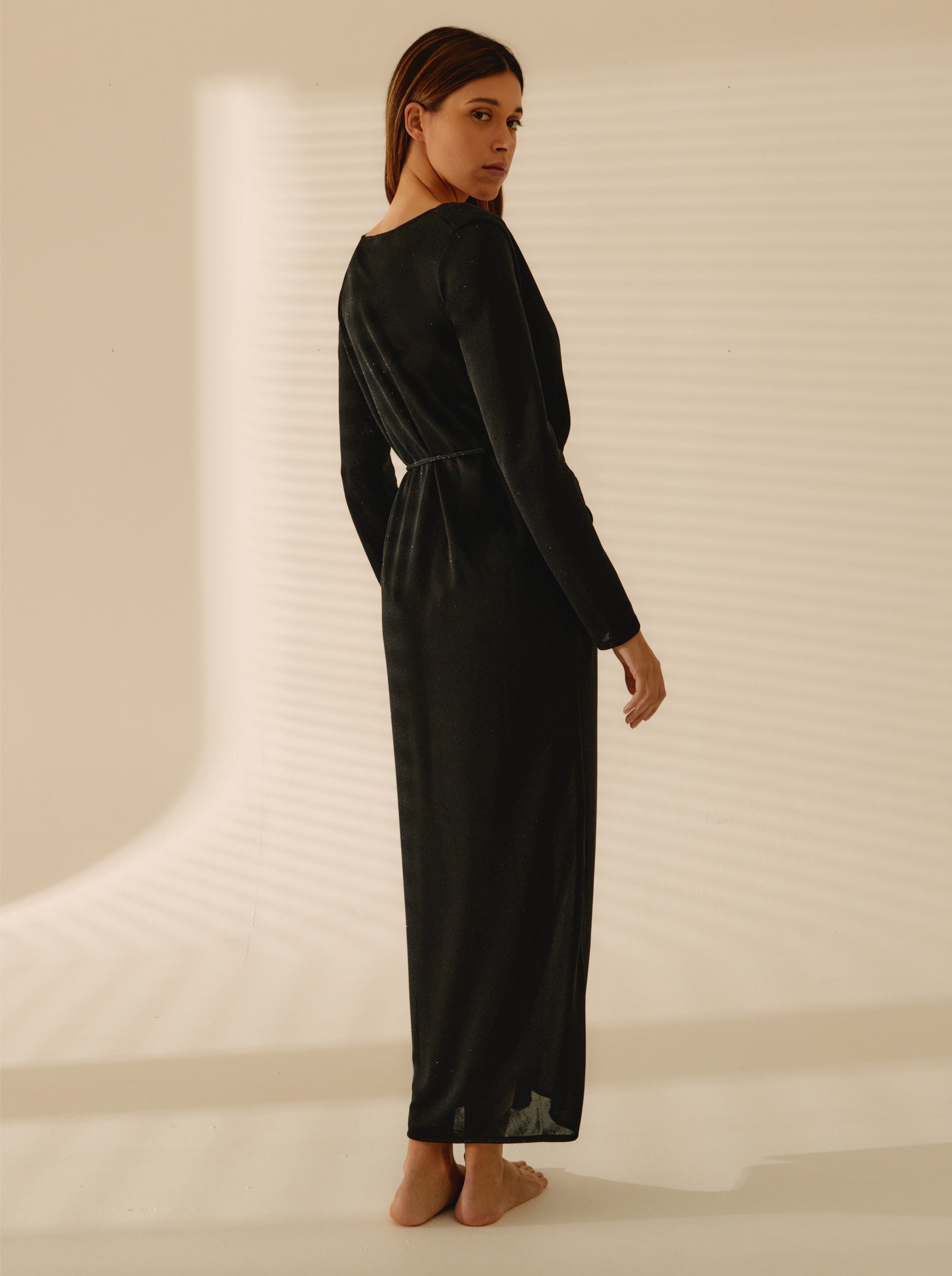 Kimono Largo Negro Glitter