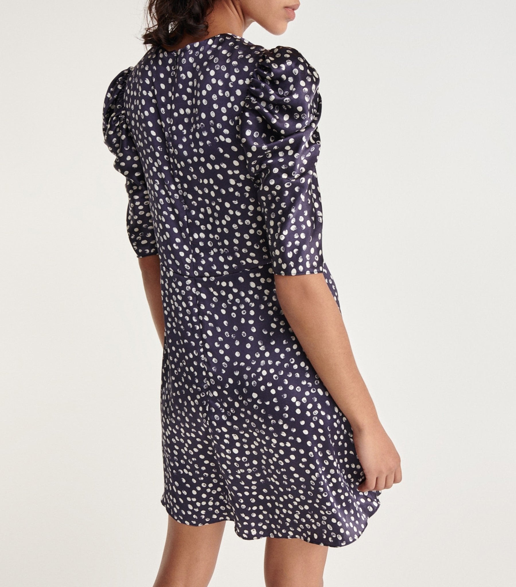 The Kooples - Robe Courte Bleu Marine Imprimée Soie - Femme