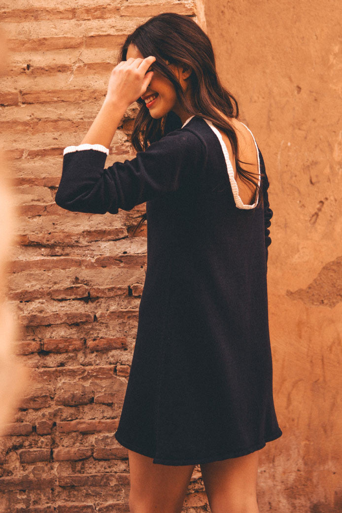 NADY NAVY ECRU DRESS
