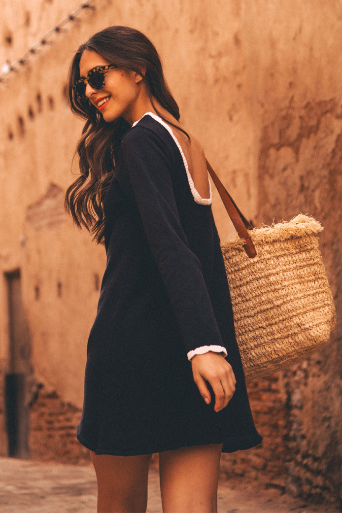NADY NAVY ECRU DRESS