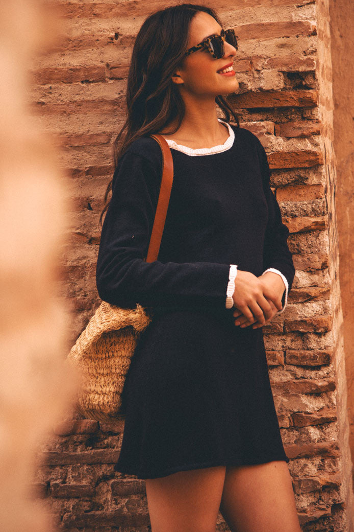 NADY NAVY ECRU DRESS