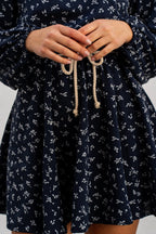 NAVY PENTO PRINT RADIA DRESS