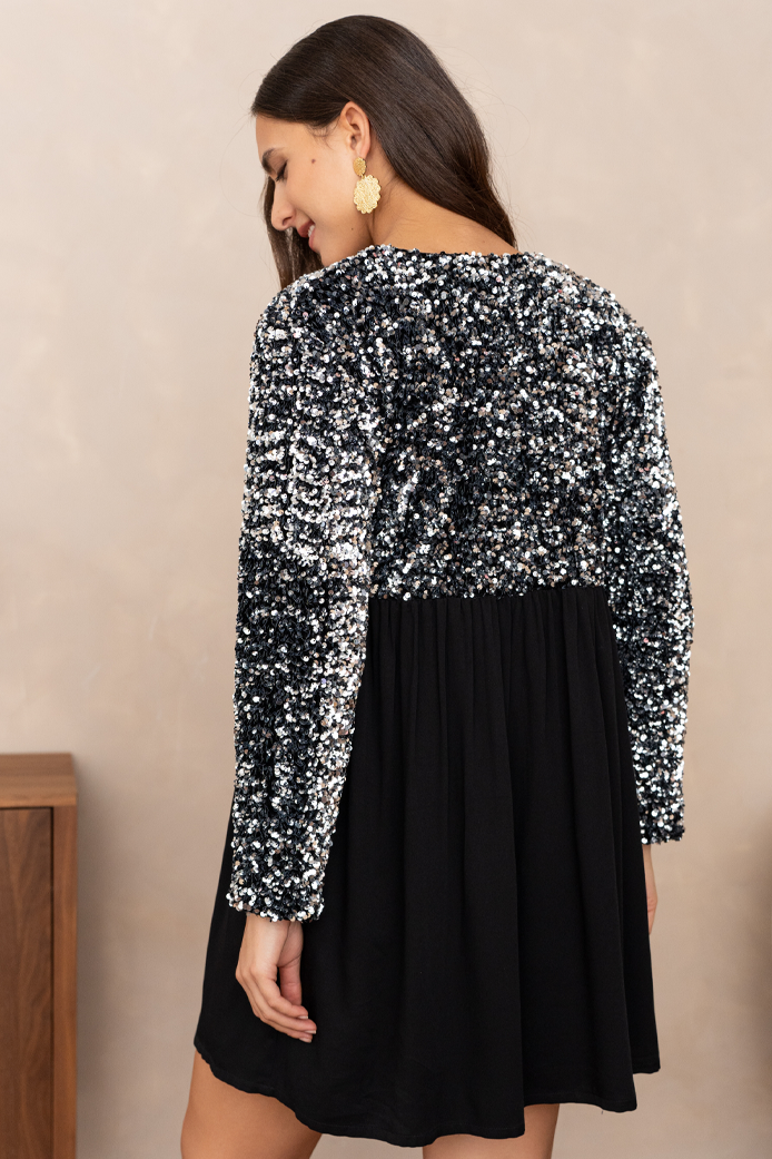 RÉNÉTA SILVER SEQUIN DRESS