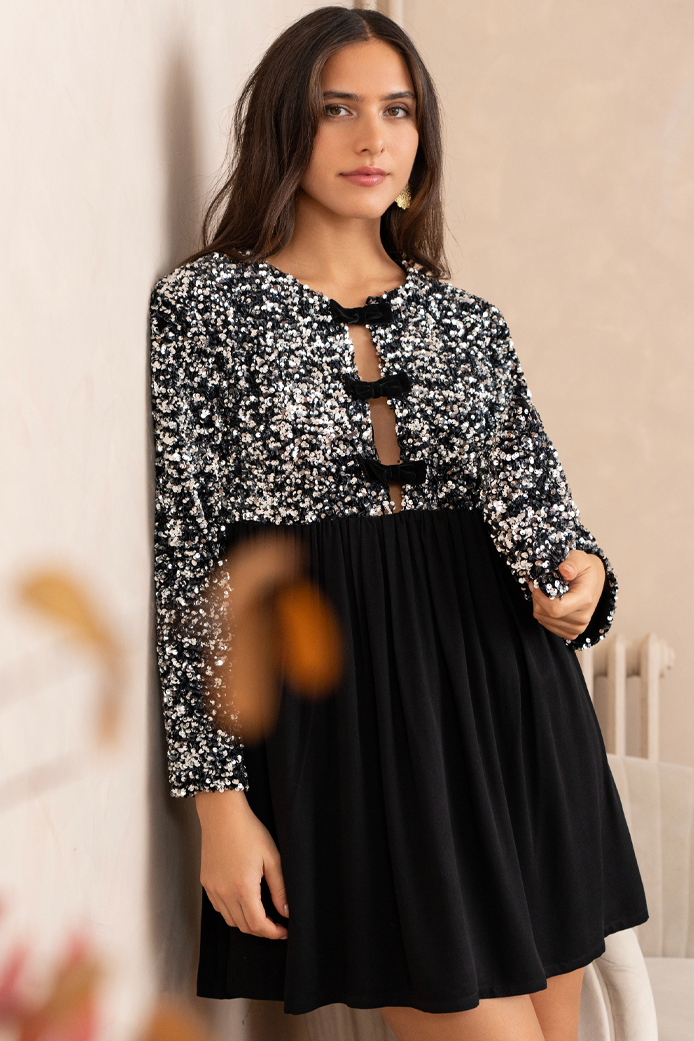 RÉNÉTA SILVER SEQUIN DRESS