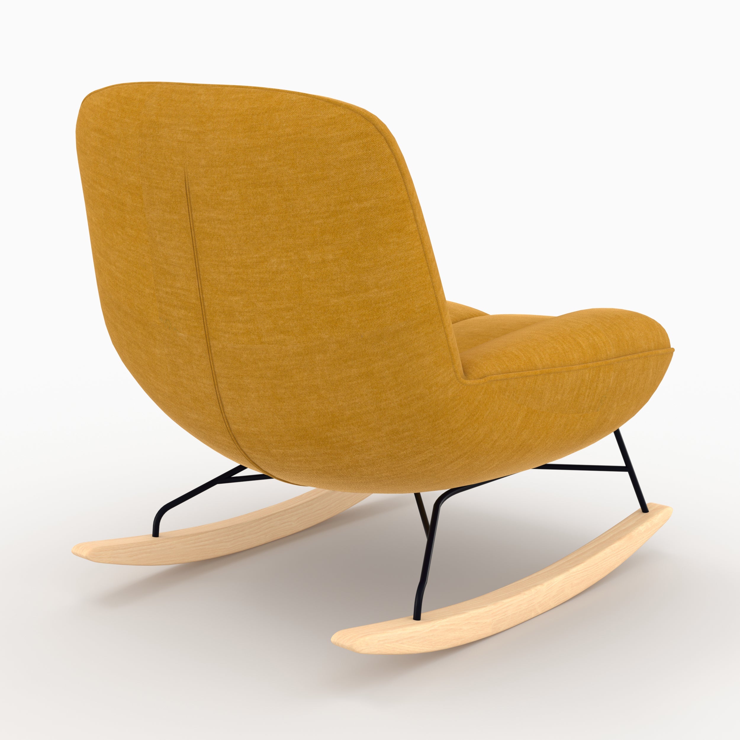 Alvin - Rocking Chair En Tissu Effet Velours Jaune Moutarde