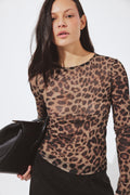 Top Round Neck Fitted Mesh - Léopard
