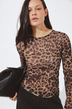 Top Round Neck Fitted Mesh - Léopard