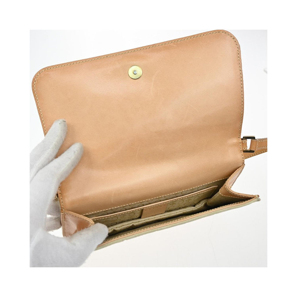 Celine - C Macadam Shoulder Pochette i mocka - Beige