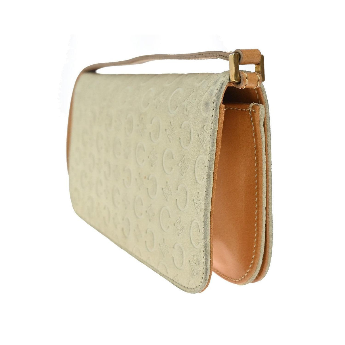Celine - C Macadam Shoulder Pochette i mocka - Beige