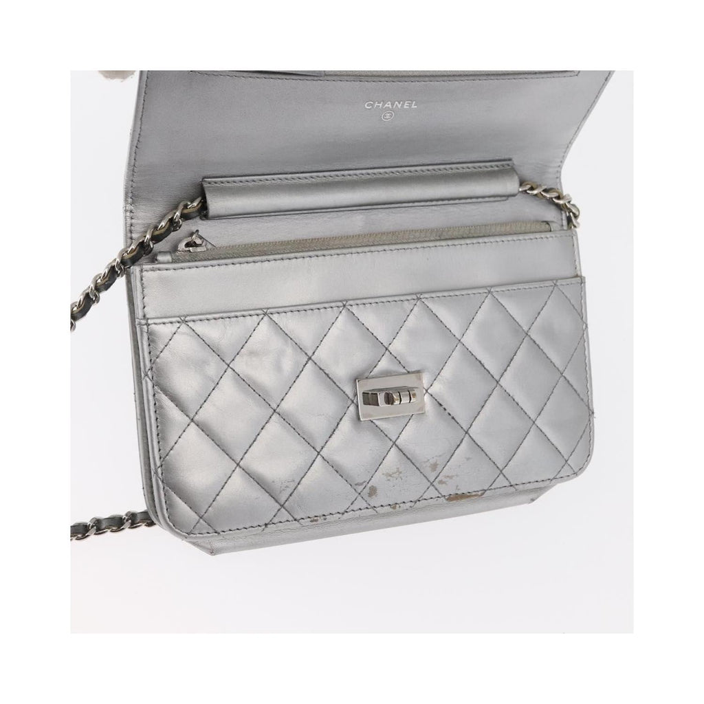 Chanel - Axelremsväska Reissue 2.55 Wallet On Chain Läder - Silver