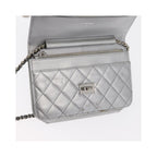 Chanel - Axelremsväska Reissue 2.55 Wallet On Chain Läder - Silver