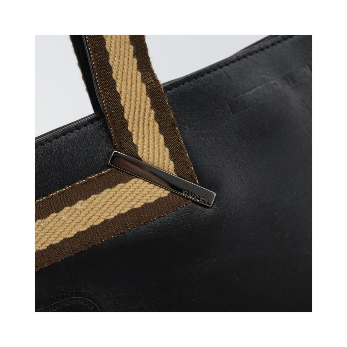 Gucci - Vintage Web Tote Lædershopper - Sort