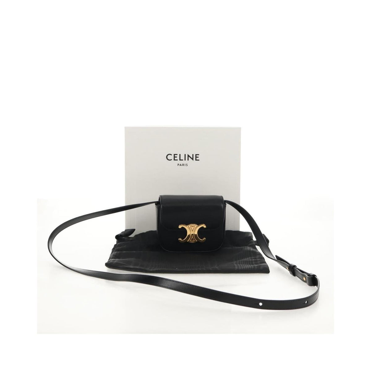 Celine - Torebka Vintage Triomphe Shoulder Medium Skórzana - Czarny
