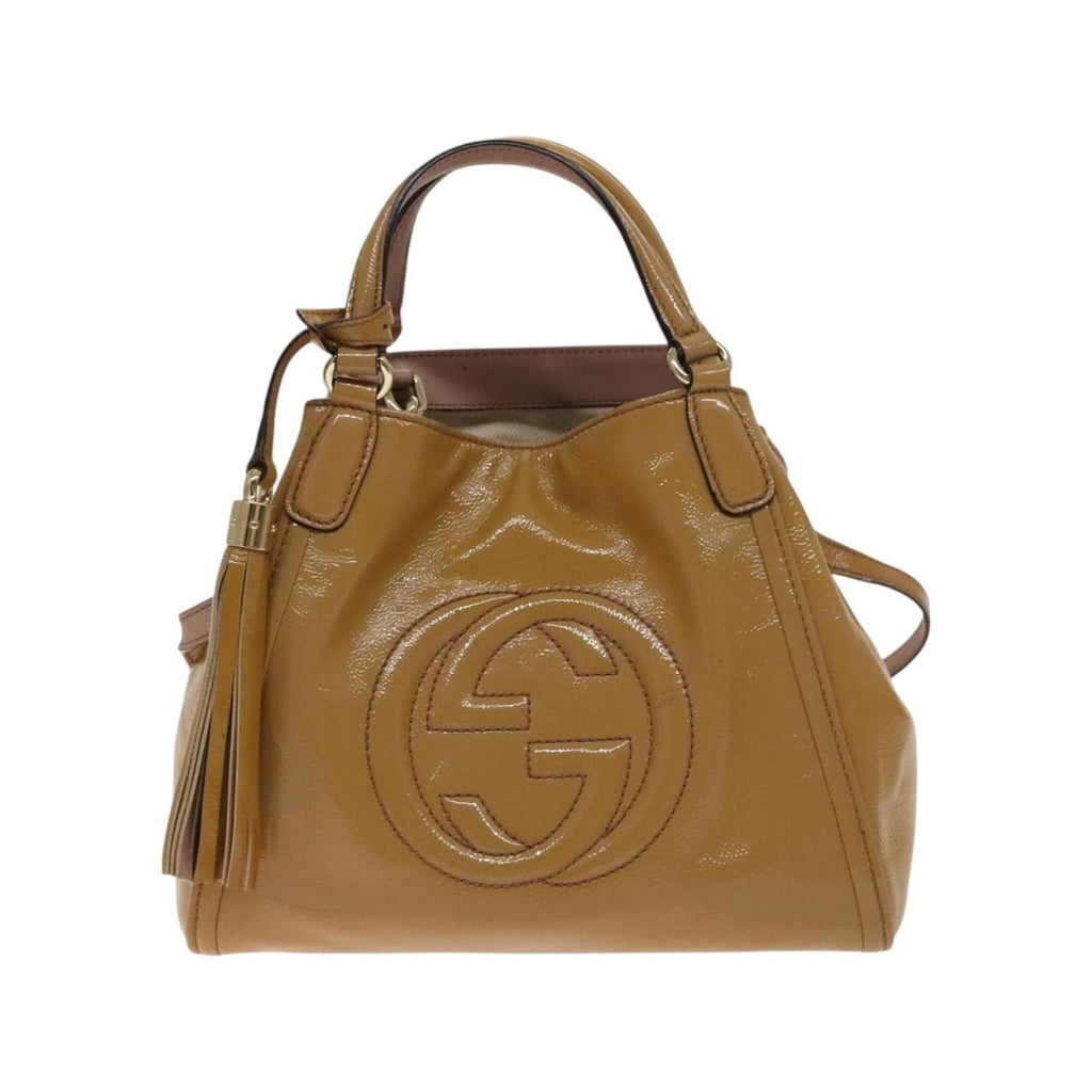 Gucci - Axelremsväska Soho Convertible Shoulder Bag Small Lackläder - Beige