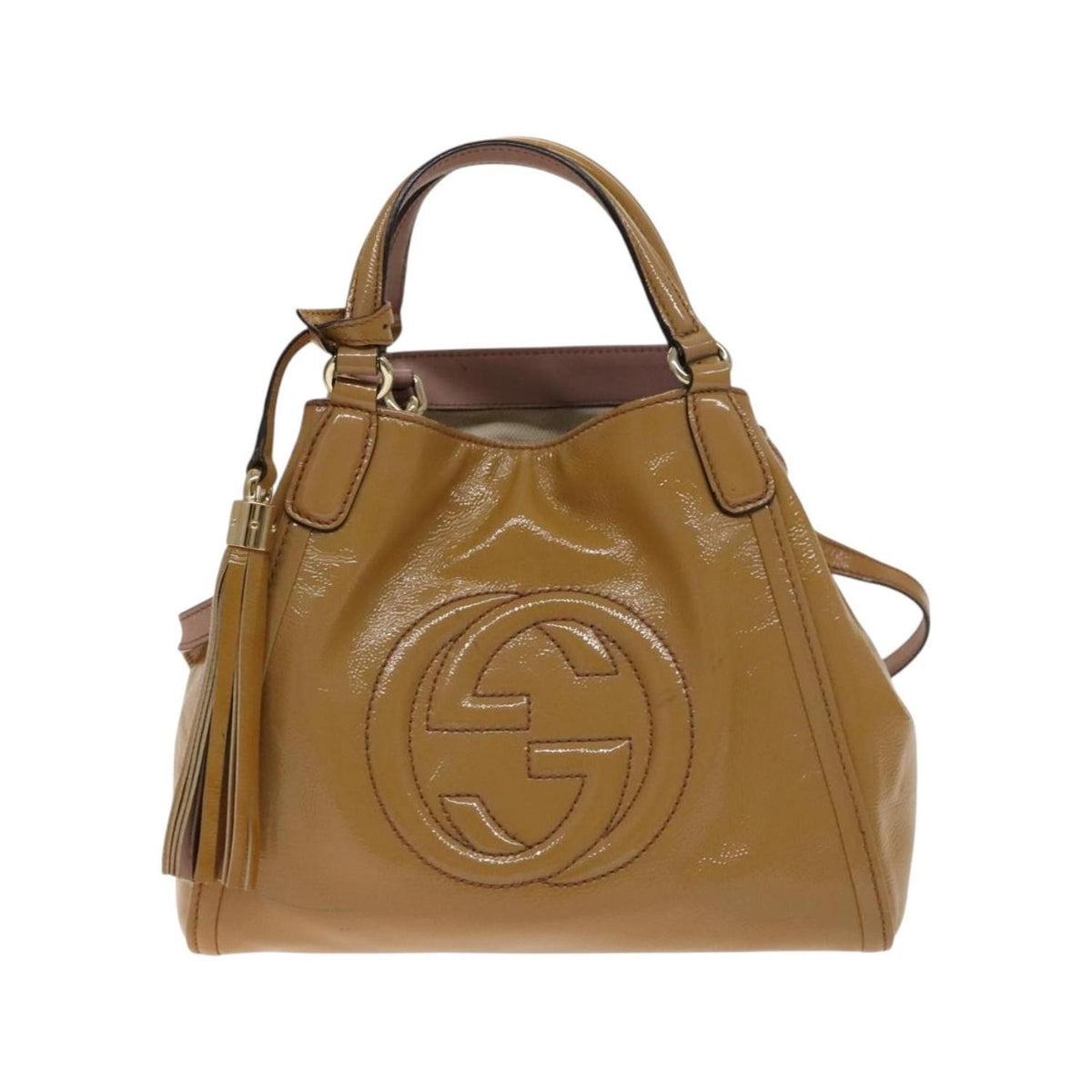 Gucci - Axelremsväska Soho Convertible Shoulder Bag Small Lackläder - Beige