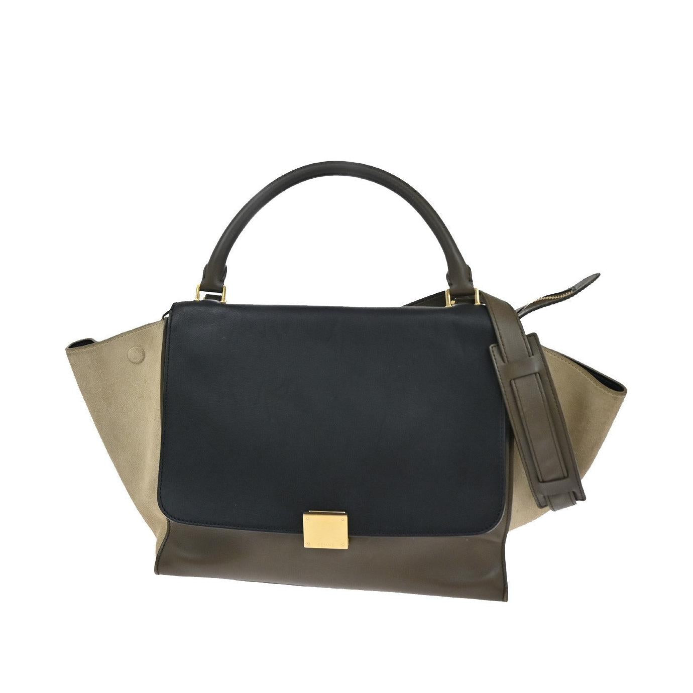 Bolso Celine Trapecio De Piel Con Ante Medio