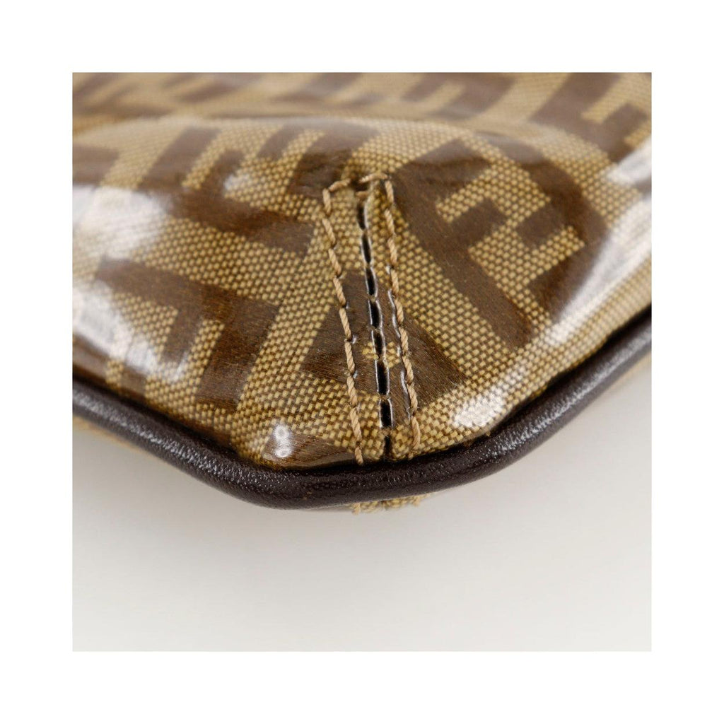 Fendi - Zucchino Mamma Baguette Plastic Axelremsväska - Brun