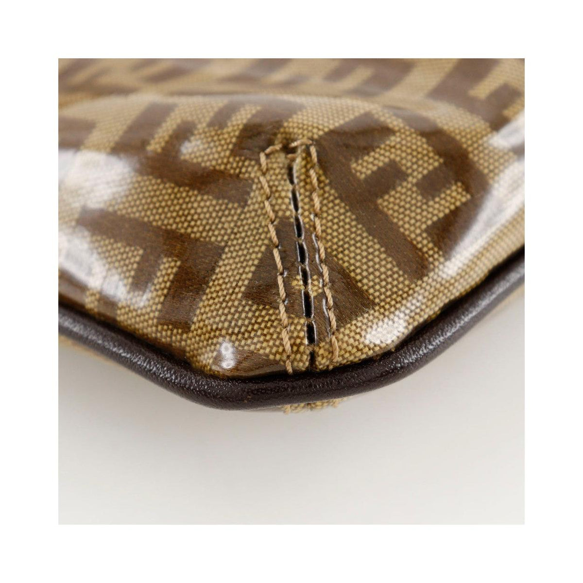 Fendi - Zucchino Mamma Baguette Plastic Axelremsväska - Brun