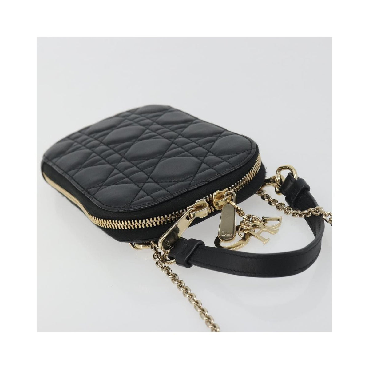 Christian Dior - Axelväska Lady Dior Phone Holder On Chain Läder - Svart