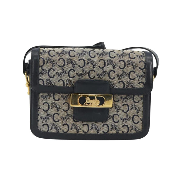 Celine - Sac Porté Épaule Vintage Horse Carriage C Macadam Toile - Bleu Marine