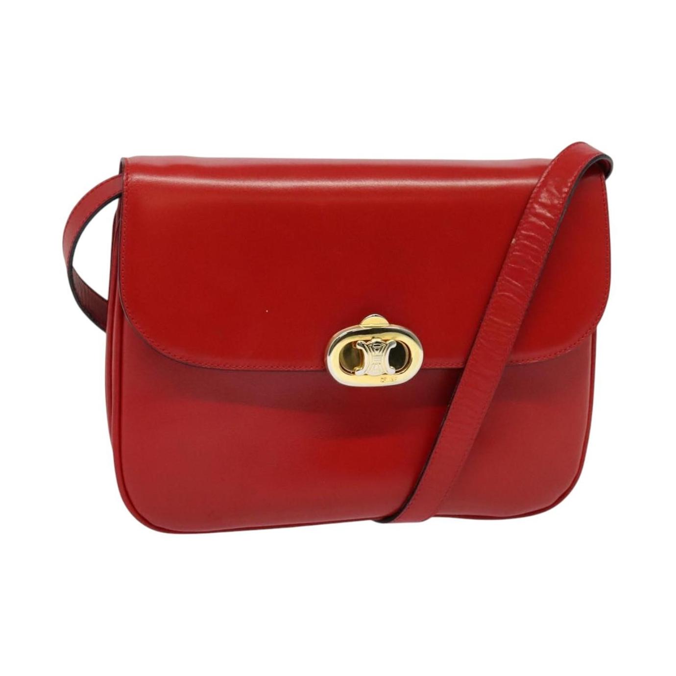 Celine Vintage Triomphe Shoulder Bag Leather Medium