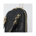 Christian Dior - Axelväska Lady Dior Phone Holder On Chain Läder - Svart